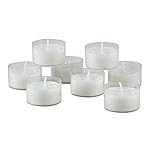 Stonebriar 96 Count White Unscented Smokeless Long Burning Clear Cup Tea Light Candles with 6 to 7 Hour Burn Time - Image 3
