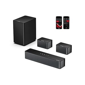 ULTIMEA 5.1 Sound Bar for Smart TV, Virtual Surround Sound System for TV, 320W Peak Power, Adjustable Surround Speakers and Subwoofer, APP Control, Home Theater Soundbar Poseidon D50(2025 New Model)