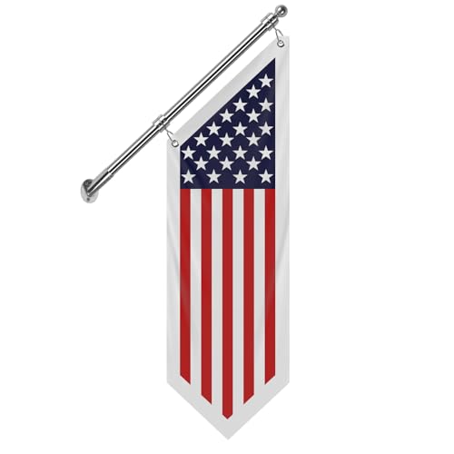 Bannière murale drapeau américain sans enroulement : mât et support double face inclus