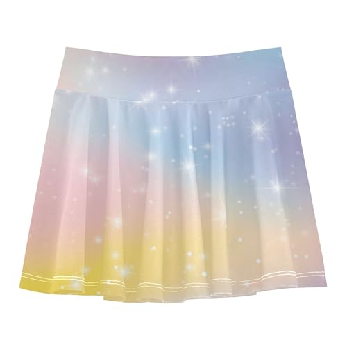 Rainbow Tennis Skirt for Girls with Built-in Shorts Flowy Little Girls Golf Skort Sports Skirts with Pockets