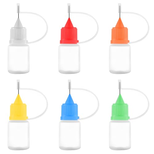 6 piezas aplicador de pegamento, aplicador de precisión, botellas de plástico, botella cuentagotas, botella exprimidora, aplicador de punta de aguja, botellas aplicadoras de pegamento