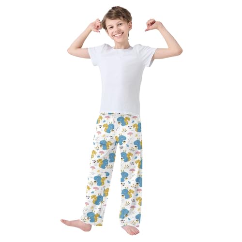 ZZXXB Squirrel Mushroom Boys Long Pants Soft Trousers Elastic Waist Kids Lounge Bottoms with Pockets S-XL2