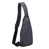 Suyzufly Slim Sling Bag for Men Women Water Resistance Lightweight Small Shoulder Crossbody Chest Bag Black