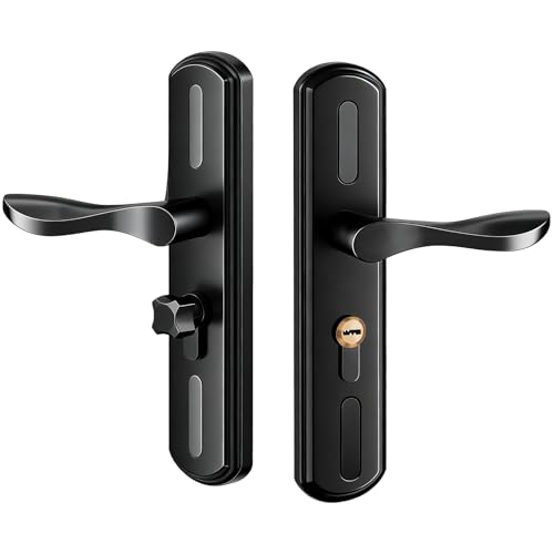 MechKit Serrure de Poignée de Porte avec 3 Clés, Ensemble de Serrures de Poignee de Porte Intérieure Universelle à Roulement Silencieux pour Chambre à Coucher, Salle de Bain, Noir