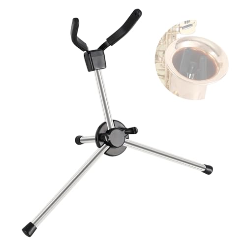 EASTROCK Alto Saxophone Stand Foldable Portable Metal Sax Stand with Non-Slip Feet and Padded Holder Compact Tripod Design for Alto Sax-Silver