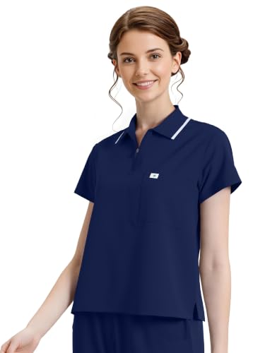 Image of Scrubs for Women, Short Length Zip Polo & Straight Pant 8 Pockets