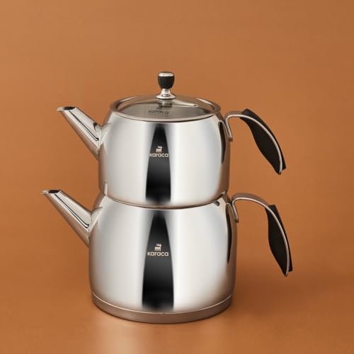 Karaca Stelly 304 Stainless Steel Teapot Set - 2-Piece Dual Layer Tea Maker with 3L Capacity, Induction Compatible & Dishwasher Safe - Image 8