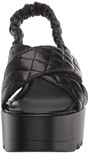 Yoki-Bumble Women’s Platform Wedge With Quilted Criss Cross Straps, Black, 10 M Us #TOP1