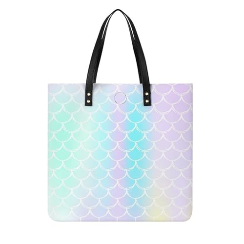 Sac à main shopper écailles de sirène colorées pour voyage 39x39cm