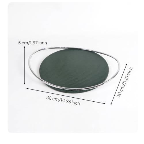 Bandeja de cuero verde con asa plateada DimyFew para el hogar 4