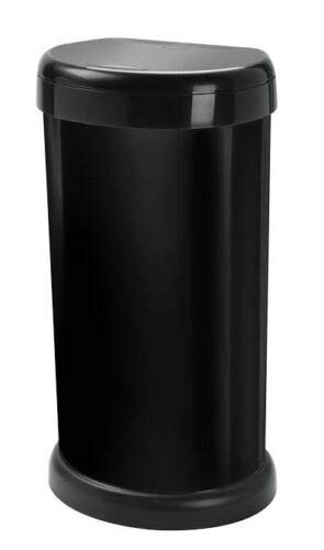 KetoPlastics 42L 42 litre KITCHEN BIN MODA TOUCH TOP LID, PLASTIC, STYLISH BIN WITH FLAT BACK (BLACK)