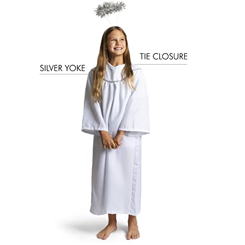 Skeleteen Angel Costume With Halo - Long White Angelic Gown With Silver Heavenly Halo Headband For Children's Costumes - Child Size (Medium) #TOP3