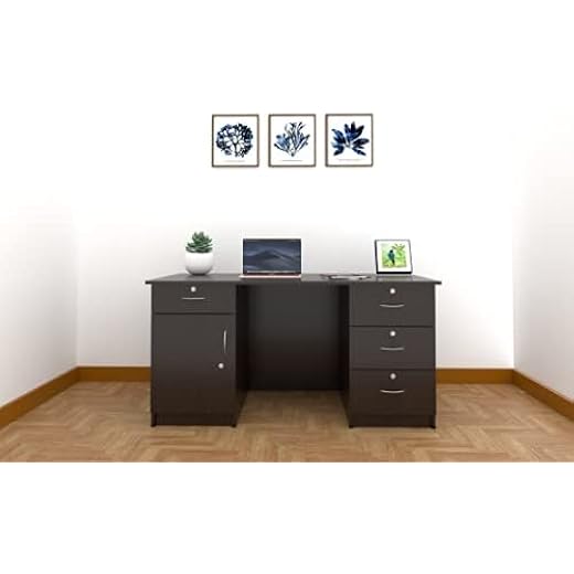 CASPIAN Office Desk with Drawers (Rainforest Dark)