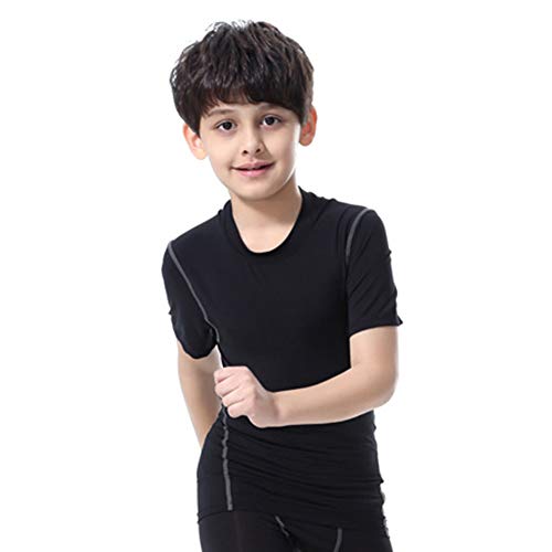 LANDUNSI 1~3 Pack Youth Boys Compression Shirt Athletic Short Sleeve Baseball Undershirt Soccer Sports Base Layer Top3