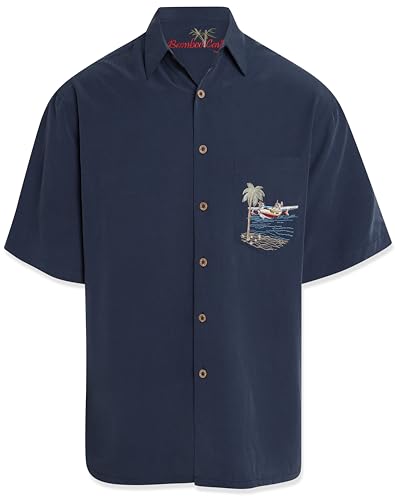 Bamboo Cay Mens Short Sleeve Catch of The Day Casual Embroidered Woven Shirt2