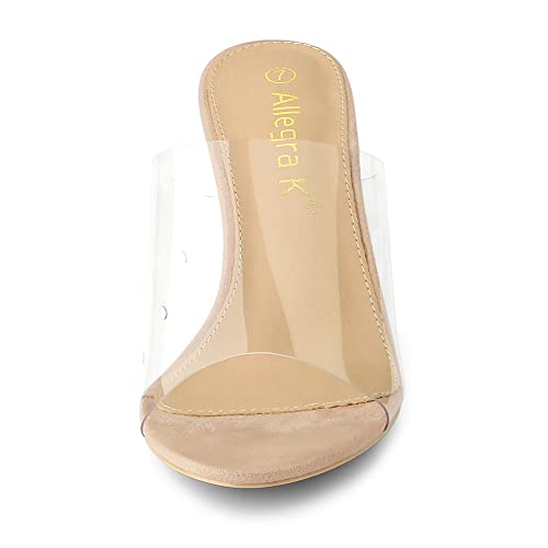 Allegra K Allegra K Women's Clear Strap Open Toe Slip On Stiletto Heel Nude Slide Sandals 8 M US