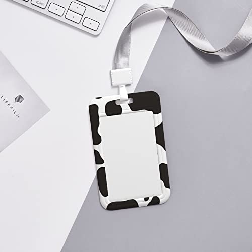 Cow Print Vertical Badge Holder With Lanyard Id Card Name Tag For Women Men School Office 4X2.5 #TOP5