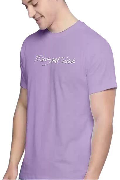 Image of Elegant Sleek Round Neck Typography Solid Colour Men's T-Shirt (Pure Cotton)