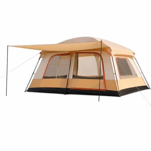KREGER CO LTD Casa de Campaña Portátil para 8-10 Personas, Tienda de Campaña Impermeable con Vestíbulo, 2 Puertas 2 Ventanas, 1 Habitación 1 Sala...