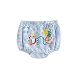 Baby Boy Girl First Birthday Outfit One Year Old Plaid Bubble Shorts Diaper Cover Bloomers Birthday Clothes Summer (Blue, 6-12 Months)