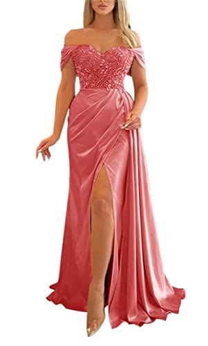 Robe demoiselle d'honneur longue perles fente latérale pour ne pas transpirer en été