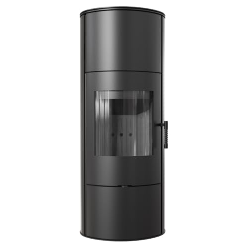 KRATKI Kaminofen aus Stahl Rollo bereit Satz Ø 150 7 kW mit Raumluftunabhängig Blass Verkleidung freistehend BImSchV 2 Staubauslass 150 mm EEK A Kaminofen HKI
