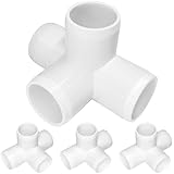 4 Way 1-Inch Tee PVC Fitting Build Heavy Duty Greenhouse Frame Furniture Connectors (Pack of 4)