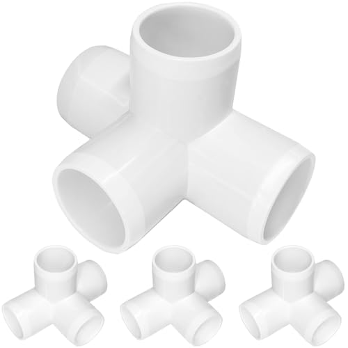 4 Way 1-Inch Tee PVC Fitting Build Heavy Duty Greenhouse Frame Furniture Connectors (Pack of 4)