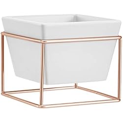 Macetas Largas Amazon Amazon Basics - Macetero de mesa, cuadrado, blanco/cobre