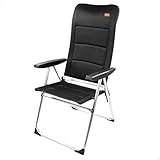 AKTIVE 62293 - Silla Plegable Premium Negra, para terraza, balcón, patio o jardín, Medidas 49x67x123 cm, Material Aluminio y 100% poliéster, Antivuelco, Peso soportado máx 110Kg, Sillas plegables
