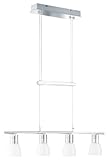  Trio Leuchten LED-JoJo-Pendelleuchte chrom, Glas opal weiß glänzend, inklusive 4 x 4.5W LED, 64 x 140 cm 321210406