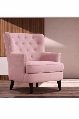 Image of Castora Upholstered Accent Chair for Living Room and Offices (Pink)