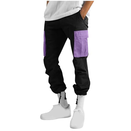 Mens Casual Pants Relaxed Fit Cotton Cargo Pants Hiking Workout Athletic Casual 2025 Sweatpants for Men Multic-Pocket3