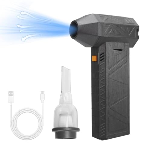 Compressed Air Duster, Electric Motor Air Blower with 130,000 RPM Turbo Motor, Rechargeable Mini Blower for Cars, Cordless Outdoor Cleaning – Includes Dust Kit & Adjustable Speeds