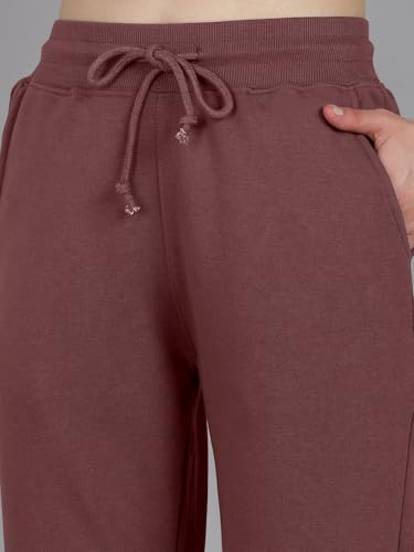 Image of Vogaan Women's Cotton Blend Regular Fit Track Pants | Drawstring Waist Solid Joggers | Super Combed Casual Joggers for Running & Gym