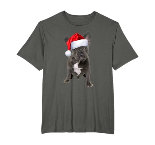 French Bulldog Puppy Santa Hat Cute Frenchie Christmas Dog T-Shirt