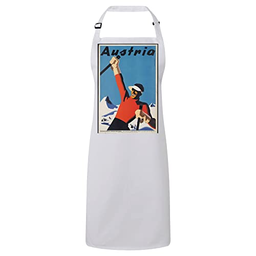 Tablier cuisine blanc Autriche ski le cadeau idéal pour skieur gourmand