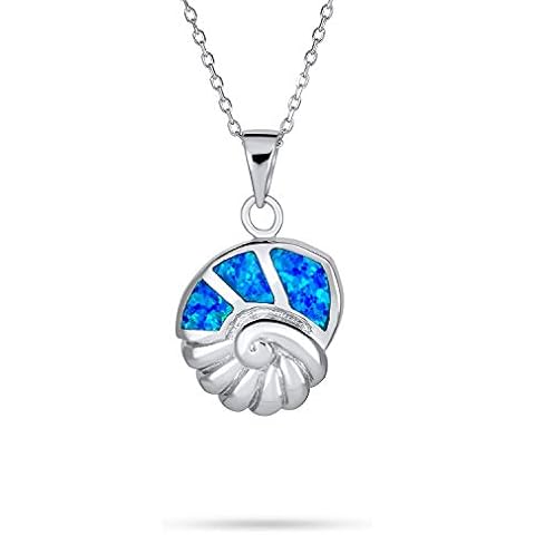 Ocean Blue Created Opal Shell Necklace Cover