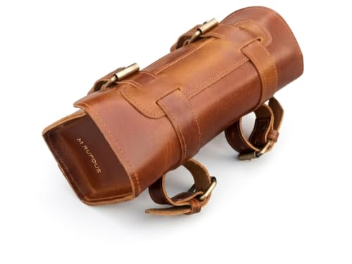 Bolsa de herramientas para motocicleta M RUFOUS en cuero marrón claro: alforja de cuero de búfalo miniatura 5