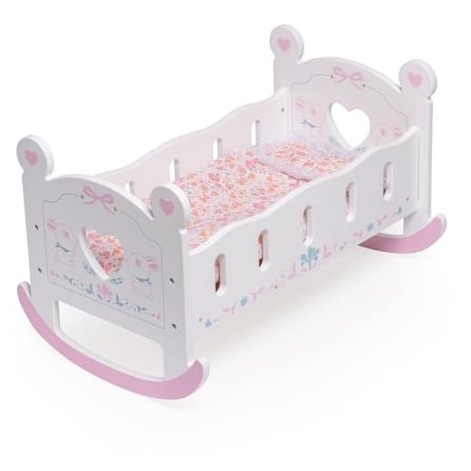 ROBUD Wooden Baby Doll Crib, Baby Doll Bed Toys, for Dolls Up to 18 Inch, Doll Accessories - with Pad