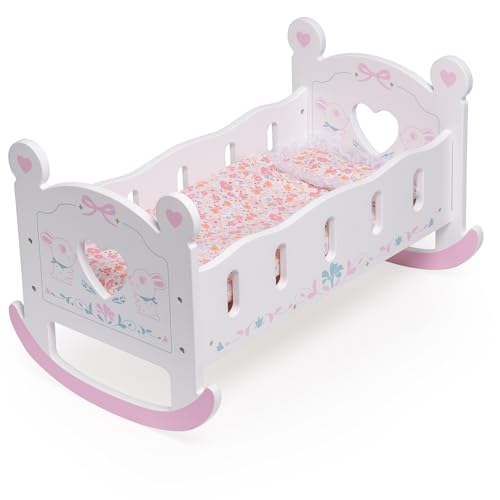 ROBUD Wooden Baby Doll Crib, Baby Doll Bed Toys, for Dolls Up to 18 Inch, Doll Accessories - with Mattress, Pillow, Quilt, Gift for Boys & Girls, Ages 3+ by ROBUD - Used condition - US$31.73
