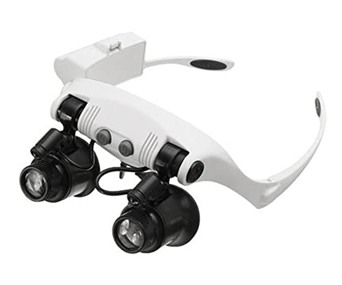 asdchZen Jeweler Loupe Headband Magnifier With Double Eye Glasses,10X 15X 20X 25X Magnification And 8 Lens Lamp For Watch Repair And Measurement