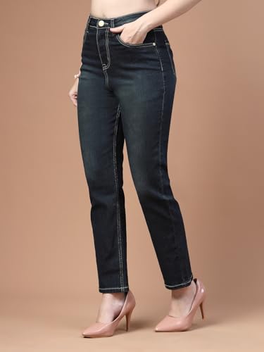 Image of Style Quotient Women Tinted Blue HIGH Rise Straight FIT Jeans