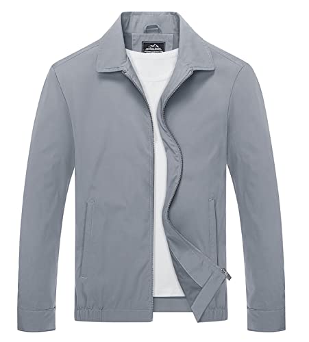 Magcomsen Mens Business Jackets Lightweight Lapel Jacket Light Sport Coat Spring Fall Coats Casual Athletic Jacket Windbreaker Light Grey,L #TOP3