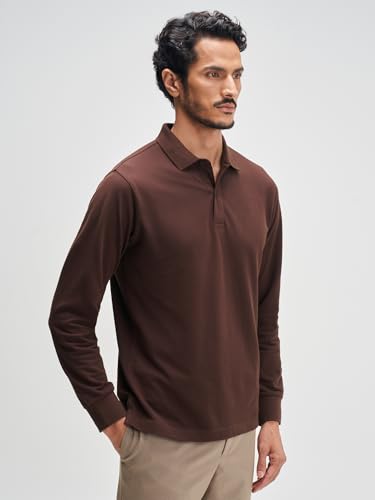 Image of XYXX Men's Solid Cotton Polo T-Shirt | Polo Neck Tshirts | Full Sleeves | Solid-Regular Fit