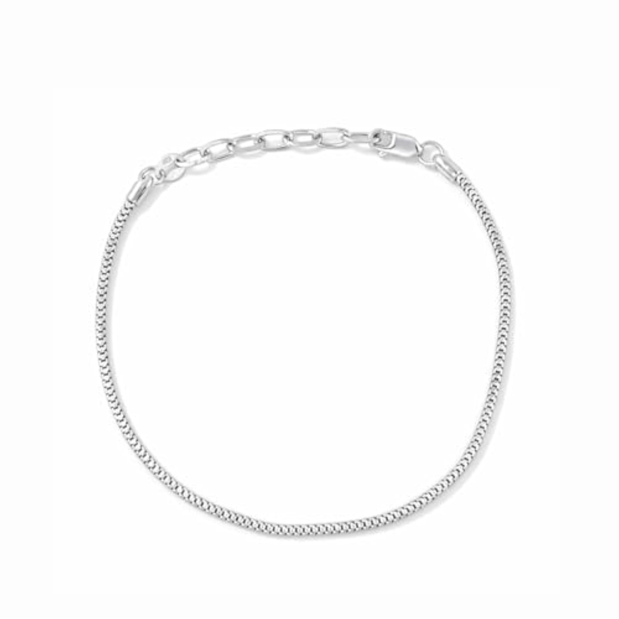 Men's 925 Sterling Silver Franco Link Chain Bracelet, Adjustable Size