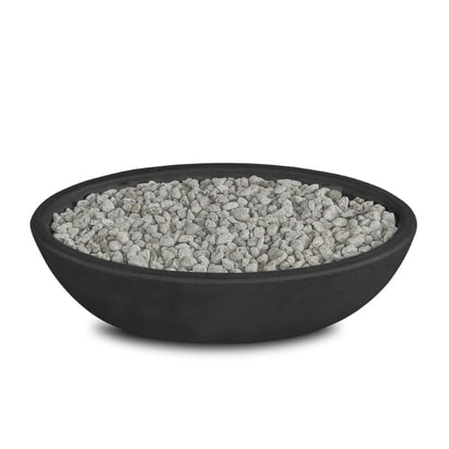 Image of Real Flame Riverside 48 inch Oval Propane Fire Pit Bowl, Push-Button Ignition, Includes 28 inch Stainless Steel Burner, Lightweight, 50,000 BTUs, Adjustable Flame Height - Shale