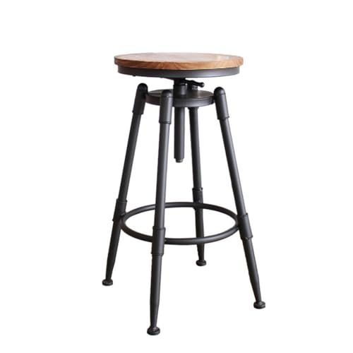 Tabouret de bar robuste industriel en fer avec assise pivotante en bois