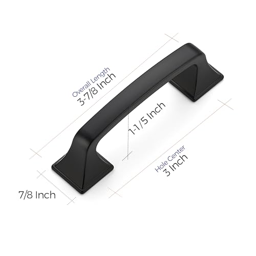 Image of Ravinte Matte Black Square Foot Arch Cabinet Pulls 3 Inch 20 Pack