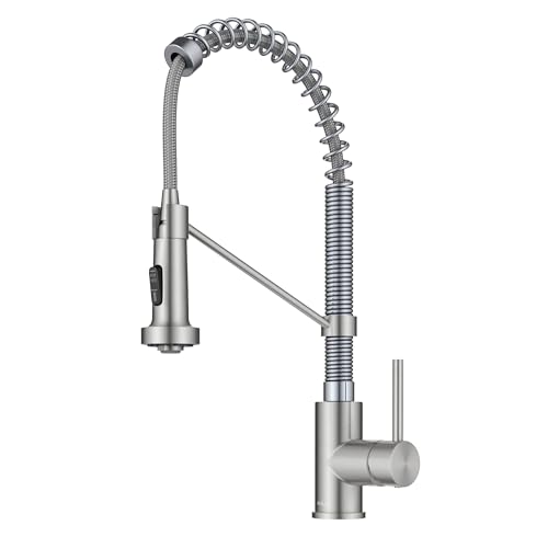 Kraus KPF-1610SSCH Bolden 18-Inch Commercial Kitchen Faucet with Dual Function Pull-Down Sprayhead in All-Brite Finish, Stainless Steel/Chrome, 18 Inch